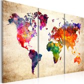 Schilderijen Op Canvas - Schilderij - The World's Map in Watercolor 120x80 - Artgeist Schilderij