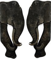Stoere houten muurolifanten muurdecoratie olifantenkop set 62 centimeter 'Zach' Lumbuck - Bruin Houten Olifantenhoofd