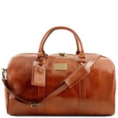 Sac de voyage en Tuscany Leather Voyager - Couleur miel - Sac de voyage en cuir 'sac polochon' avec compartiment à l'arrière - TL141247