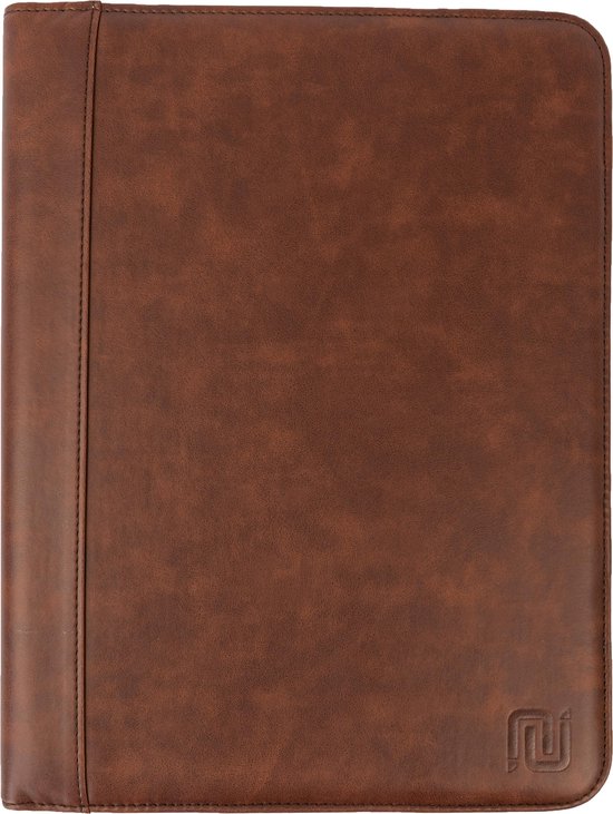 NEGOTIA Vintage Abbey - Leren Schrijfmap A4 - Leren Notitieboek Voor A4 Schrijfblok - Leren Conferentiemap - Werkmap - Documentatiemap - Donkerbruin