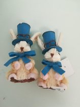 decoratieve konijnen - 2 stuks - blauw