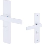 Eliot® deurklink op schild - WC / badkamer - mat wit - slotafstand 63mm