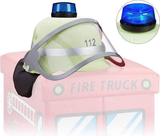 Relaxdays brandweerhelm kind met zwaailicht - brandweermannenhelm - helm  brandweer - geel | bol.com