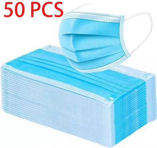 Caliber Niet medische mondkapjes verpakt per 50 Blauw wit (CO-DFM-01)