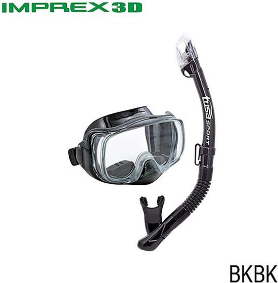 TUSAsport Snorkelmasker Duikbril Snorkelset Imprex 3D dry  UC3325 - Zwart/Zwart