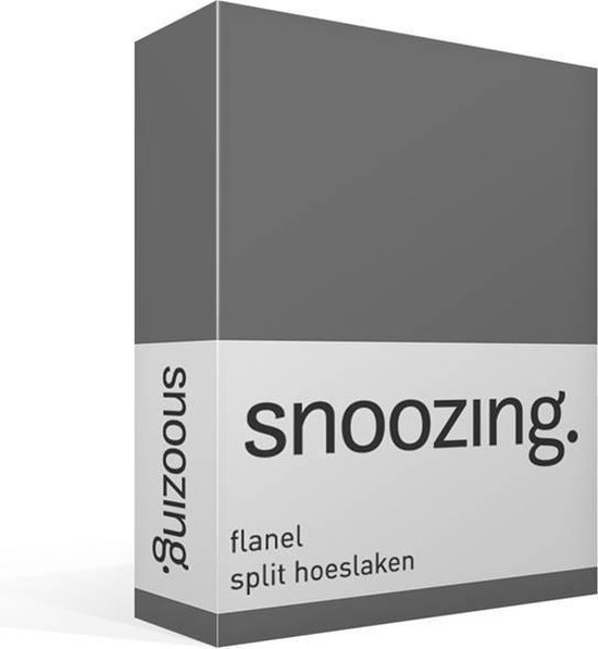 Snoozing - Flanel - Split-topper - Hoeslaken - Tweepersoons - 140x200 cm - Antraciet