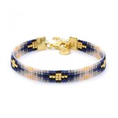 Mint15 Geweven Armband 'Royal Blue' - Goud