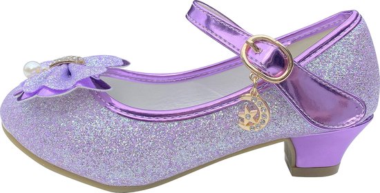 Elsa prinsessen schoenen paars glitter strikje maat 28 - binnenmaat 18 cm -  bij jurk | bol.com