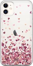 iPhone 11 transparant hoesje - Falling hearts | Apple iPhone 11 case | TPU backcover transparant