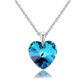 CHARO - Swarovski Ketting – Sterling zilver – Blauw hart