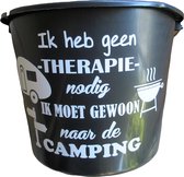 Cadeau emmer - Camping - 12 liter - zwart - cadeau - geschenk - gift - kado - surprise - kamperen