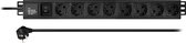 Alfaco 19-8PDU-S, 8 voudige stekkerdoos met schakelaar voor 19 inch serverkasten, 2m kabel, Zwart