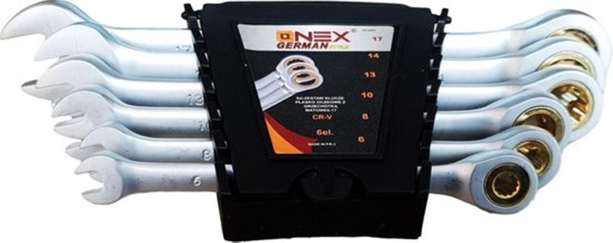Onex 6 delige Steek – Ringratelset - 6 mm t/m 17 mm