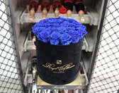 ROYAL BLOSSOM  - OCEAN BLUE - BLACK VELVET FLOWERBOX - 25 STUKS BLAUW AMORE LONGLIFE - LONGLIFE 1 TOT 3 Jaar DOOS AMORE BLAUWE ROZEN - Valentijnsdag - Moederdag - Huwelijkscadeau - Bruiloft -