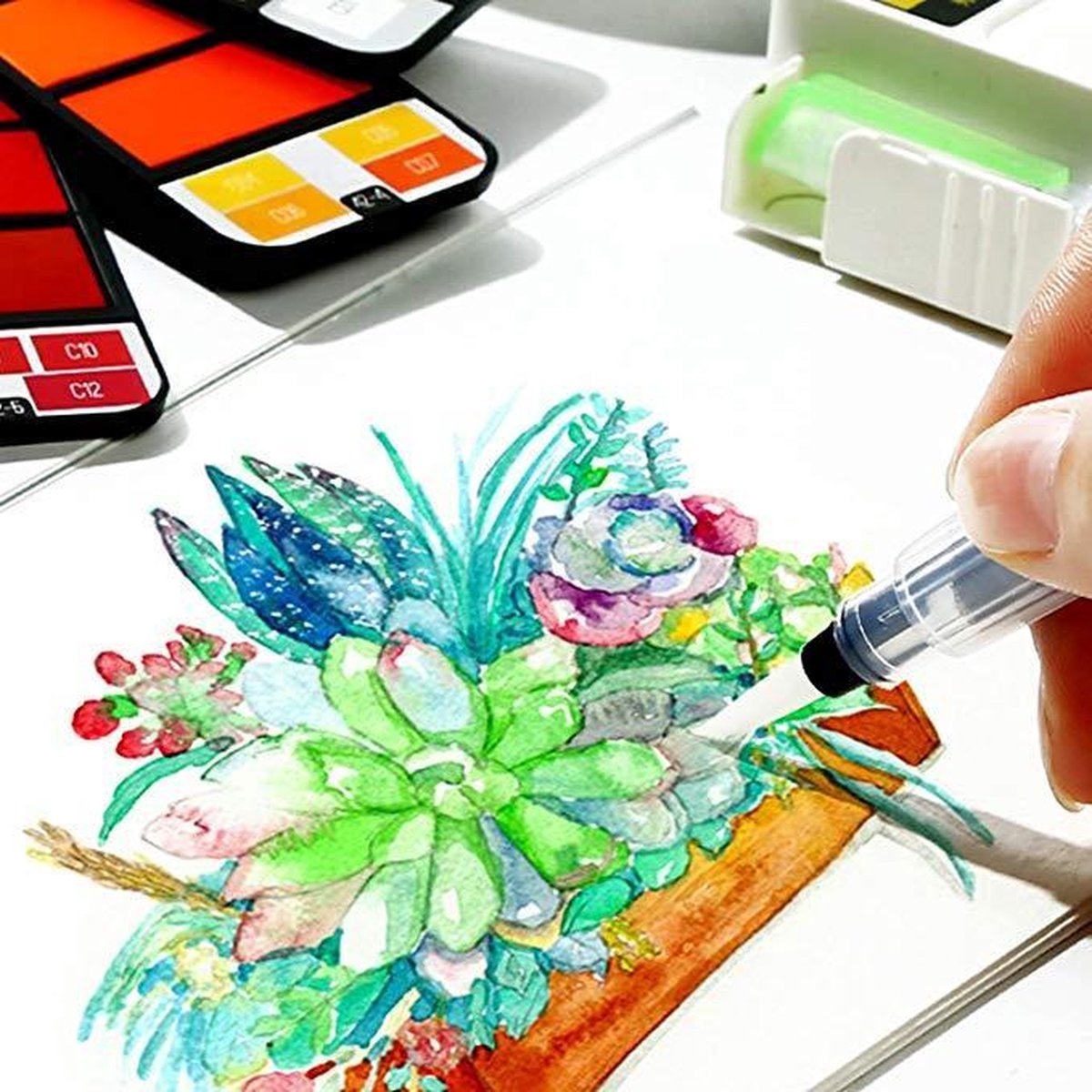 Aquarelverf Set – 42 Kleuren – Waterverf – Volwassenen – Aquarel penselen – Brush Pennen – Aquarel – Handlettering – Schilderen — afbeelding 5