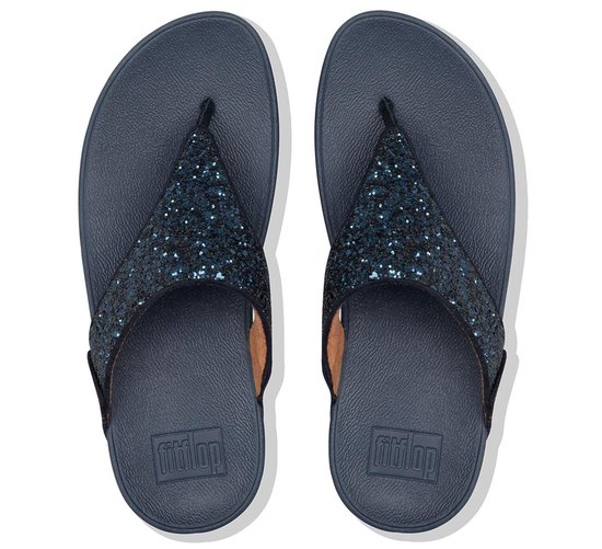 FitFlop Lulu Glitter Toe-Thongs PU Glitter Dames Slippers - Midnight Navy