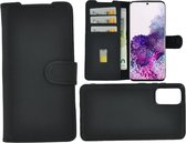Samsung Galaxy S20 Ultra hoesje - Bookcase - Portemonnee Hoes 2in1 Uitneembaar Echt leer Wallet case Antiek Zwart