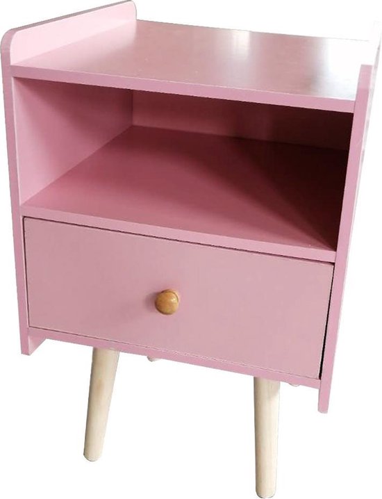 Nachtkastje - bijzettafel - tafeltje woonkamer - 58 cm hoog - roze | bol.com