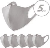 5 stuks mondmasker katoen grijs wasbaar