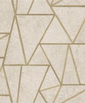 DUTCH WALLCOVERINGS Behang driehoeken beige en goud