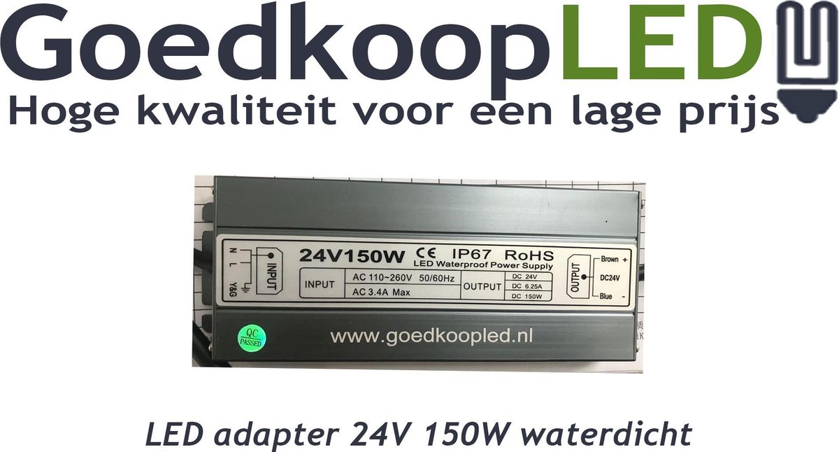 LED adapter 24V 150W waterdicht