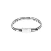 Magneet schakel armband - staal zilver plated armband , magneetsluiting armband,