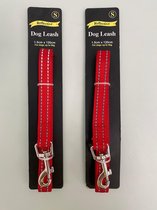 Honden uitlaatriem reflecterend (rood/grijs/zilver) - set van 2 stuks (alle honden) (SMALL 1.5 x 120 cm)