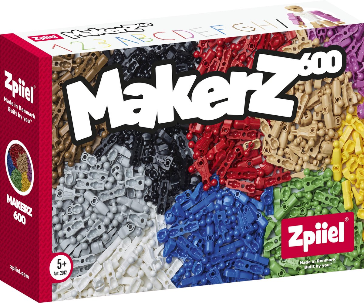 Zpiiel - MakerZ 600 elementen (10 kleuren) - Constructiespeelgoed - Unieke bouwelementen met kogelgewrichten - Creatief spelen - Fijne motoriek