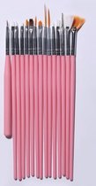 WiseGoods - Luxe Nail Art Penselen Set - Gelnagel Kwasten - Acryl Nagel Penselen - 15 Stuks - Roze