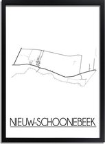 DesignClaud Nieuw-Schoonebeek Plattegrond poster A4 + Fotolijst wit