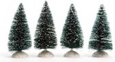 12x Kerstdorp onderdelen miniatuur boompjes met sneeuw 10 cm - Kerstdorpje maken - kerstboompjes