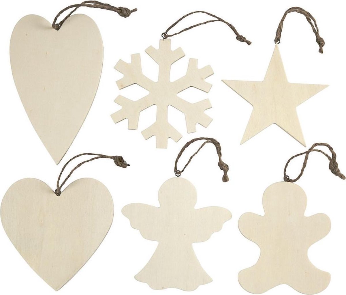 6x Kersthangers houten ornamenten 911 cm kerstboomversiering