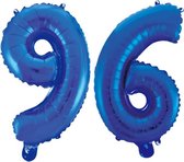 Folieballon 96 jaar blauw 86cm