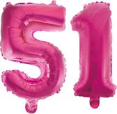 Folieballon 51 jaar roze 41cm