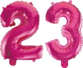 Folieballon 23 jaar roze 41cm