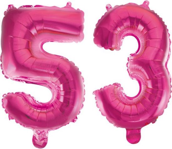 Folieballon 53 jaar roze 41cm