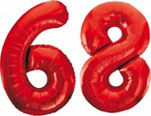 Folieballon 68 jaar rood 86cm