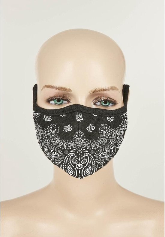 Mister Tee - Bandana Face Mask 2-Pack black/white one size Masker - Mondkapje - Zwart