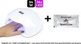 Nageldroger voor Gelnagels -54W LED -UV Led Licht- Geschikt voor elke Nagel Gellak - 36 LEDs + een extra verfrissende Aloë Vera gezichtsdoekje van Nuwero