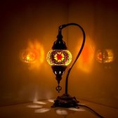 Mozaïek Lamp - Oosterse Lamp - Turkse Lamp - Tafellamp - Marokkaanse Lamp - Boogmodel - Ø 13 cm - Hoogte 40 cm - Handgemaakt - Authentiek - Geel