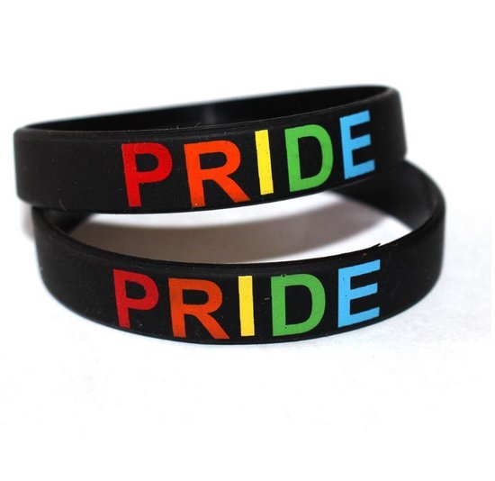 Pride Armband - Gay Pride LGBTQ - Siliconen zwart - 20 cm - 1 stuks - Ardran & Tookar