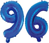 Folieballon 96 jaar blauw 41cm