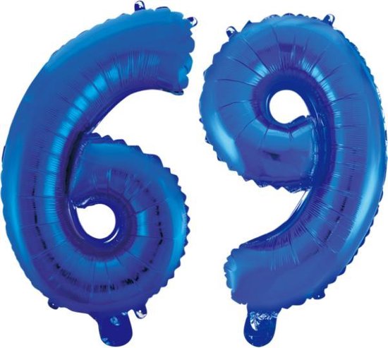 Folieballon 69 jaar blauw 41cm