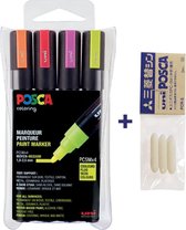 Posca PC-5M Marker Set - Couleurs fluorées + 3 pointes remplaçables