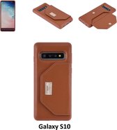 UNIQ Accessory Galaxy S10 Kunstleer portemonnee Hard Case Back cover - Bruin (S10)