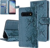 UNIQ Accessory Turquoise Slangenleer hoesje voor Galaxy S10 Plus - Book Case