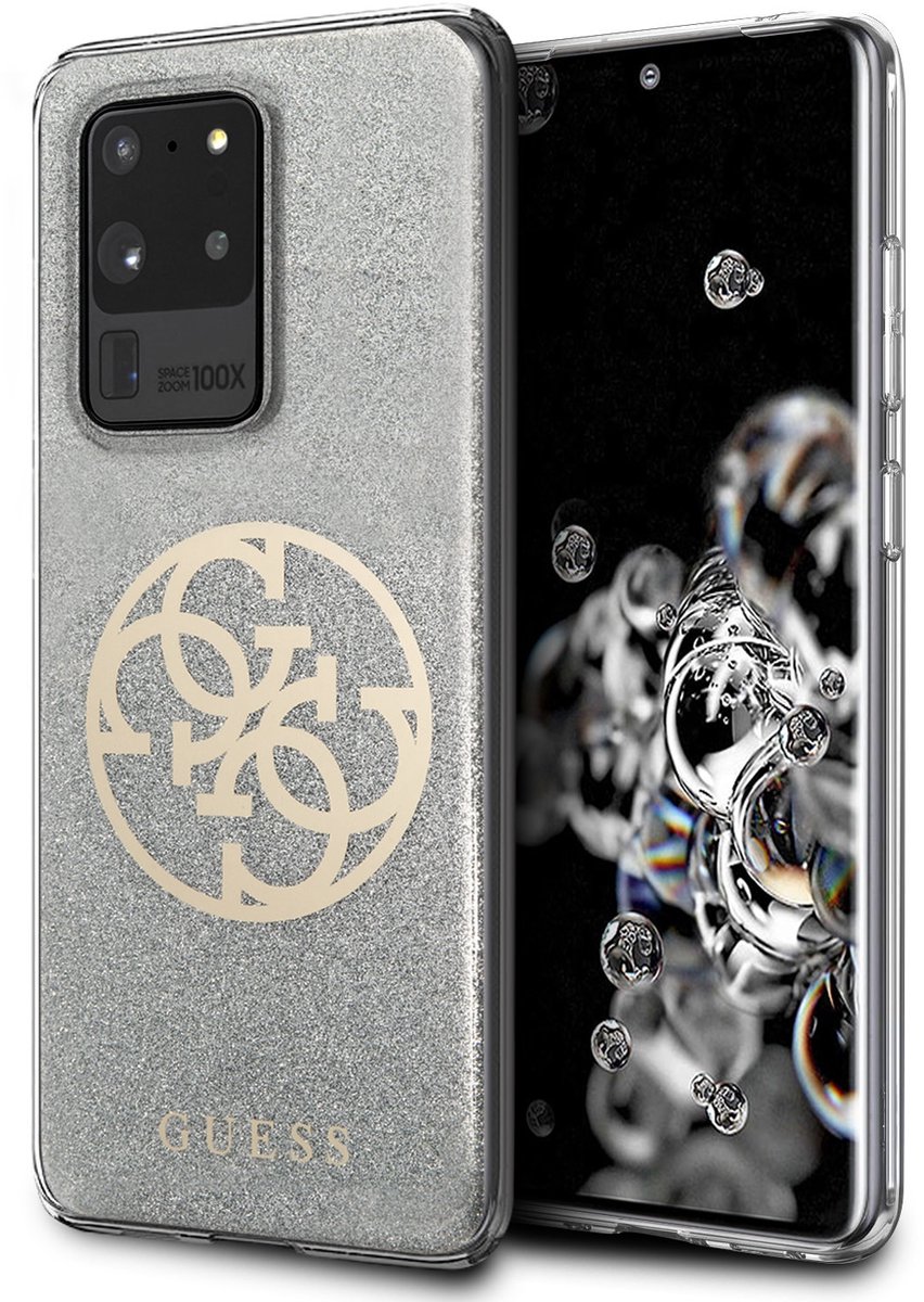 Samsung Galaxy S20 Ultra Backcase hoesje - Guess - Glitter Zilver - TPU