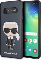 Blauw hoesje van Karl Lagerfeld - Backcover - Ikonik - Leer en TPU - Galaxy S10 - Full Body