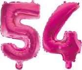 Folieballon 54 jaar roze 86cm