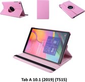 360 degree Draaibaar Roze Book Case Tablethoes voor Samsung Tab A 10.1 (2019) (T515) -2 kijkstanden - Kunstleer